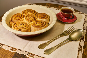 Traditional French deserts in a luxurious coffee shop.