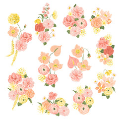 Set of beautiful floral arrangements illustrations
