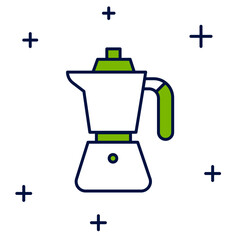 Filled outline Coffee maker moca pot icon isolated on white background. Vector