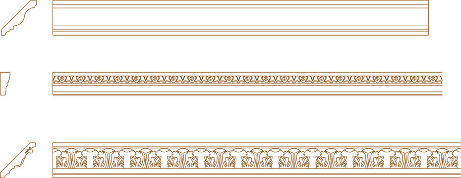 Vector sketch illustration of classic roman greek detailed cornices design