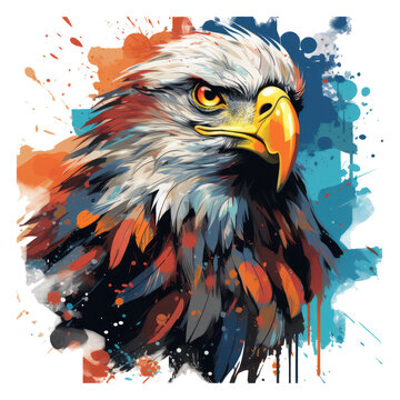 An urban graffiti Eagle t-shirt design featuring an eagle in a vibrant and colorful graffiti style, Generative Ai