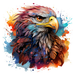 A cosmic fusion Eagle t-shirt design capturing an eagle with feathers made of stars and galaxies, Generative Ai