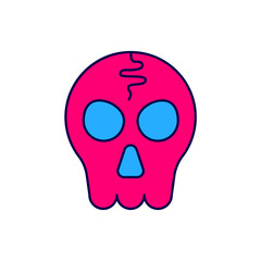 Filled outline Skull icon isolated on white background. Happy Halloween party. Vector