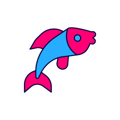 Obraz premium Filled outline Fish icon isolated on white background. Vector