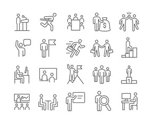 Business People Icons - Vector Line. Editable Stroke.