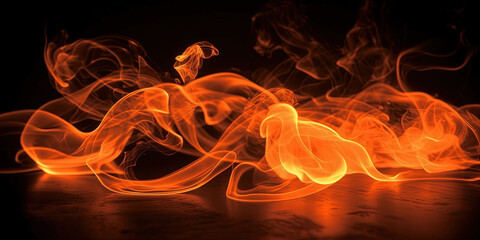 Neon Liquid Smoke Orange Color Very Detailed Abstract Background AI Generative