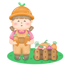 Naklejka premium cartoon farmer cute girl used as an element