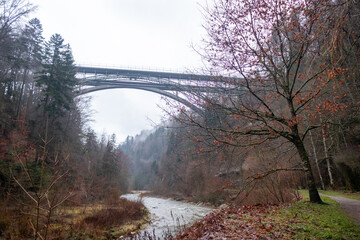 Misty Autumn Beauty: Schwarzwasser-Brücker near Schwarzenburg, Bern, Switzerland