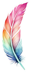 Beautiful watercolor bird feather. AI Generative