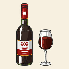 Red wine colorful detailed sticker
