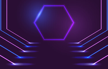 Abstract neon background template with purple blue color