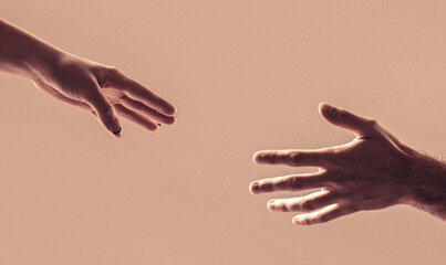 Closeup help hand. Two hands, helping arm of a friend, teamwork. Helping hand concept and international day of peace, support