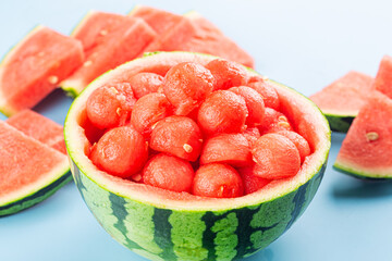 Fresh watermelon slices in a round shape