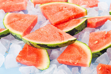 Fresh watermelon on ice cubes