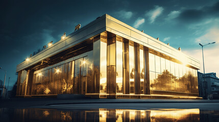 A bank building made of gold, concept for institutional market trading, generative ai - obrazy, fototapety, plakaty