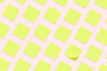 Sticky notes flat lay on pink background