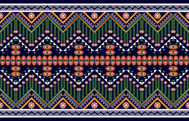 Geometric ethnic oriental ikat pattern traditional Design for background,carpet,wallpaper,clothing,wrapping,Batik,fabric,Vector illustration.embroidery style.