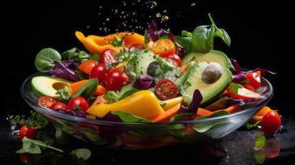 Fresh mixed vegetables salad in a bowl, concept healthy food, high quality, 16:9
