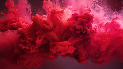Red Color Liquid Paint Dense Smoky Abstract Misty Background AI Generative