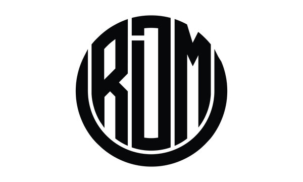 RDM shield in circle logo design vector template. lettermrk, wordmark, monogram symbol on white background.	