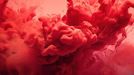 Obraz premium Red Dense Liquid Ink Smoky and Foggy Abstract Background AI Generative