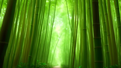 Fototapeta premium bamboo grove nature vibrant tropical rain forest