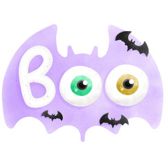 Boo Halloween watercolor speech bubble illustration element Png