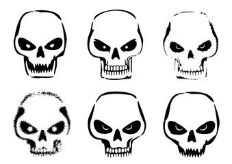 different styles of scary skulls set