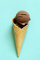 waffle cone with ice cream scoop