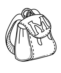 Back to school vector concept on a separate white background. Contour clipart. School accessories for different lessons and studies. Sports and school