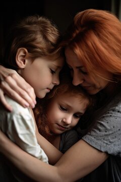 family, love and happy with a child hug in the home for care, support and homesickness