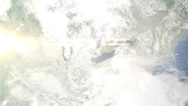 Zoom in from space and focus on Clinton Township, Michigan, USA. 3D Animation. Background for travel intro. Elements of this image furnished by NASA