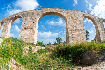 Fototapeta na wymiar Arches of Kamares aqueduct. Larnaca, Cyprus