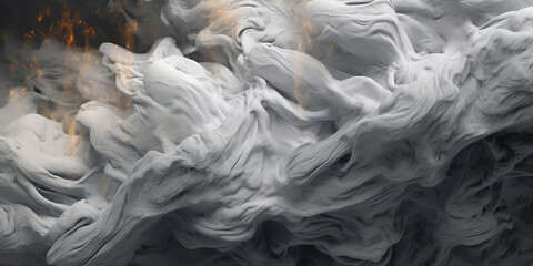 White-Grey Color Liquid Ink Dense Smoky Abstract Misty Background AI Generative