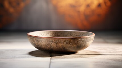 ceramic serving bowl ornamenting bare coffee table generative AI - obrazy, fototapety, plakaty