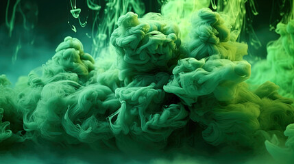 Dense Dark Green Liquid Smoky Abstract Background Generative AI