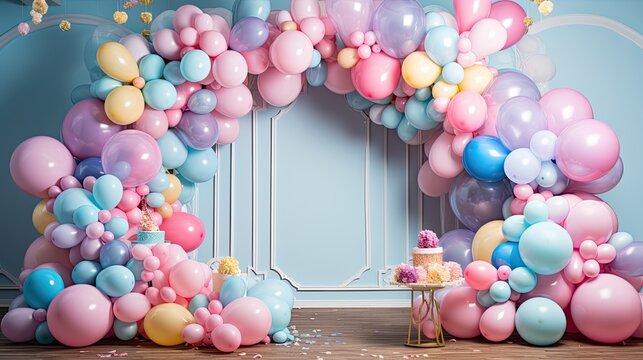 charming birthday party balloon arches generative AI