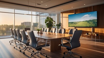 clean and modern conference room with state-of-the-art technology generative AI