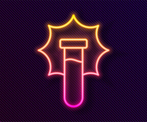 Glowing neon line Chemical experiment, explosion in the flask icon isolated on black background. Chemical explosion in a test tube. Vector