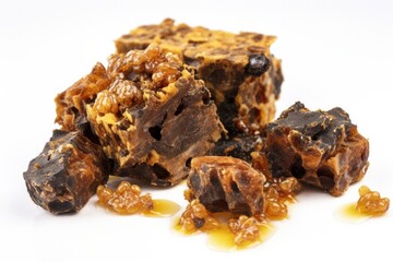 Nutritious natural propolis on a white background.