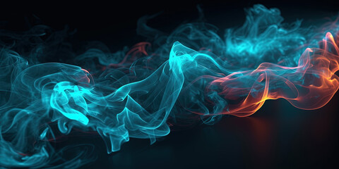 Fototapeta premium Very Detailed of Cyan Color Neon Liquid Smoke Abstract Background AI Generative