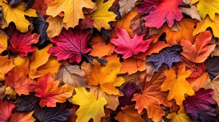 Naklejka na ściany i meble colorful autumn leaves covering ground generative AI