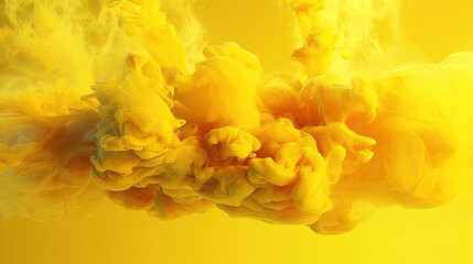 Yellow Dense Liquid Paint Smoky and Foggy Abstract Background AI Generative