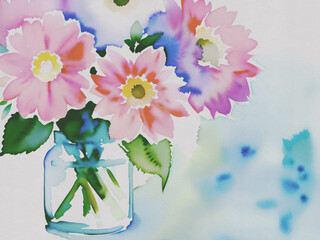 Bouquet of daisies in a vase on the table.AI Generated.