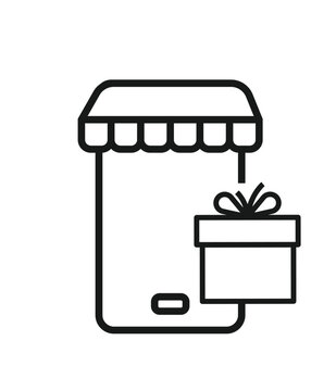 Online shopping icon. Gift shopping site icons.
