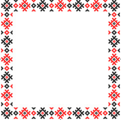 Vector illustration of Ukrainian ornament in stylized style, identity, vyshyvanka, embroidery for print clothes, websites, banners. Background. Frame for text