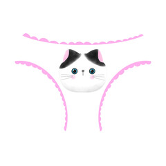 women underwear kitty panties element Watercolor illustration png