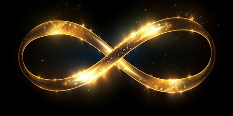 Shimmering Gold Sign of Infinity, Gleaming Golden Infinite Symbol