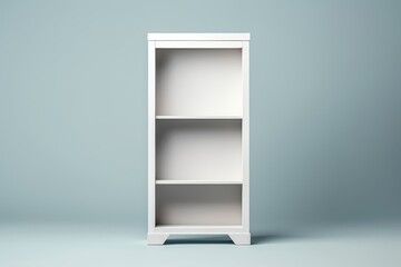 Mockup Market Minimalism: Realistic Paper Art Design of an Empty White Cabinet