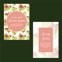 Wedding invitation card template. flowers and leaves seamless pattern background save the date, invitation, greeting card, vector illustration.